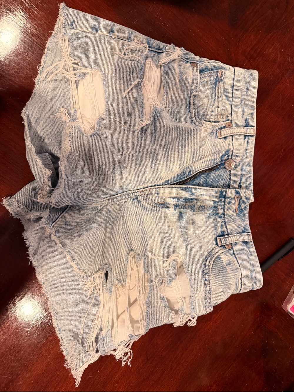 American Eagle Outfitters Light Blue Distressed Denim Cutoff Shorts